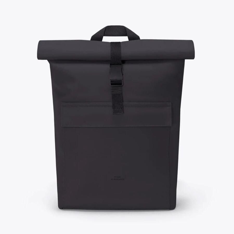 25 Best Vegan Backpacks for Work & Travel (2026) 6 Medium black backpack with straps and a zipper, designed for versatility and style.